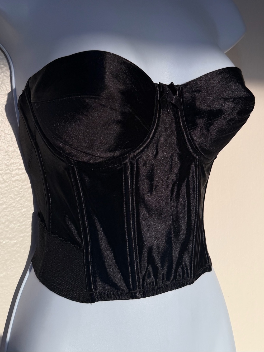 Vintage Y2K 90s Victoria's Secret goth Black Strapless Corset Crop Top bustier